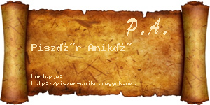 Piszár Anikó névjegykártya